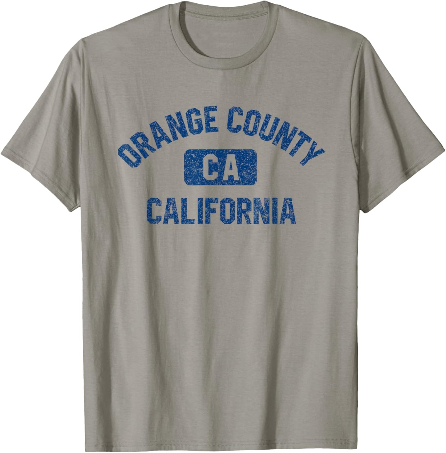 Orange County California Gym Style Distress Dark Blue Print T-Shirt - T-Shirt | Sand