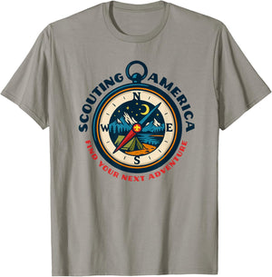 Find Your Next Adventure Scouting America Retro Compass Art T-Shirt - T-Shirt | Sand