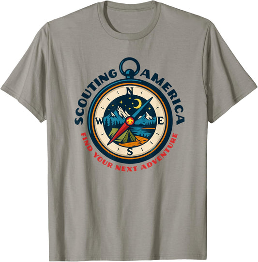 Find Your Next Adventure Scouting America Retro Compass Art T-Shirt - T-Shirt | Sand