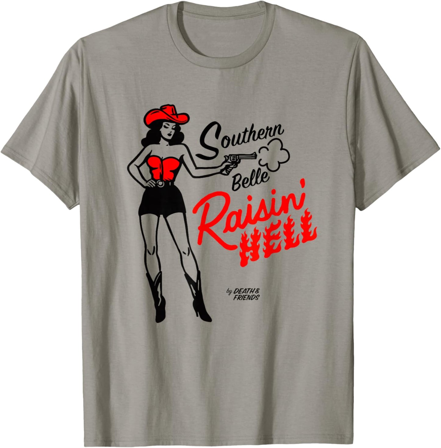 “Southern Belle Raisin' Hell” - Cowgirl Outfits for Party T-Shirt - T-Shirt | Sand