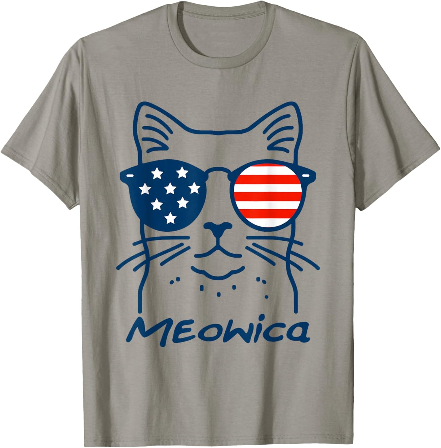 Meowica USA 'Merica Cat 4th of July Funny Patriotic T-Shirt - T-Shirt | Sand