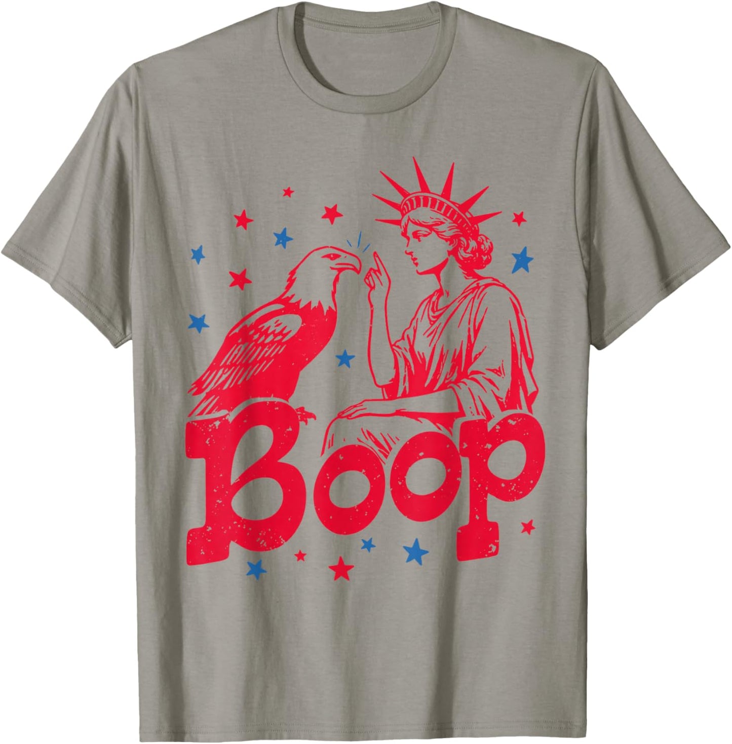 Boop Vintage Statue of Liberty and Eagle Funny Patriotic T-Shirt - T-Shirt | Sand