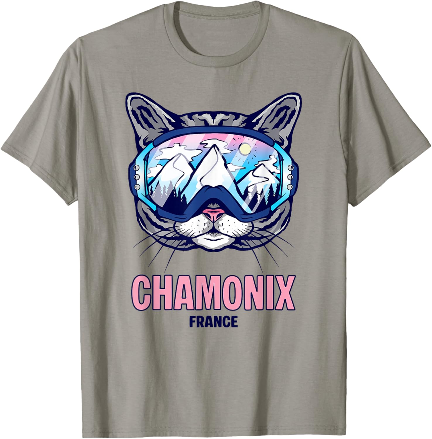 Ski Mask for Cat Mountain Panorama Chamonix T-Shirt - T-Shirt | Sand