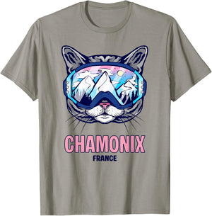 Ski Mask for Cat Mountain Panorama Chamonix T-Shirt - T-Shirt | Sand