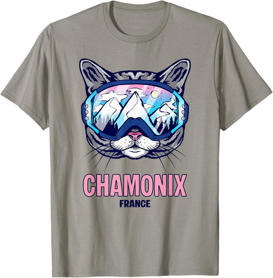 Ski Mask for Cat Mountain Panorama Chamonix T-Shirt - T-Shirt | Sand