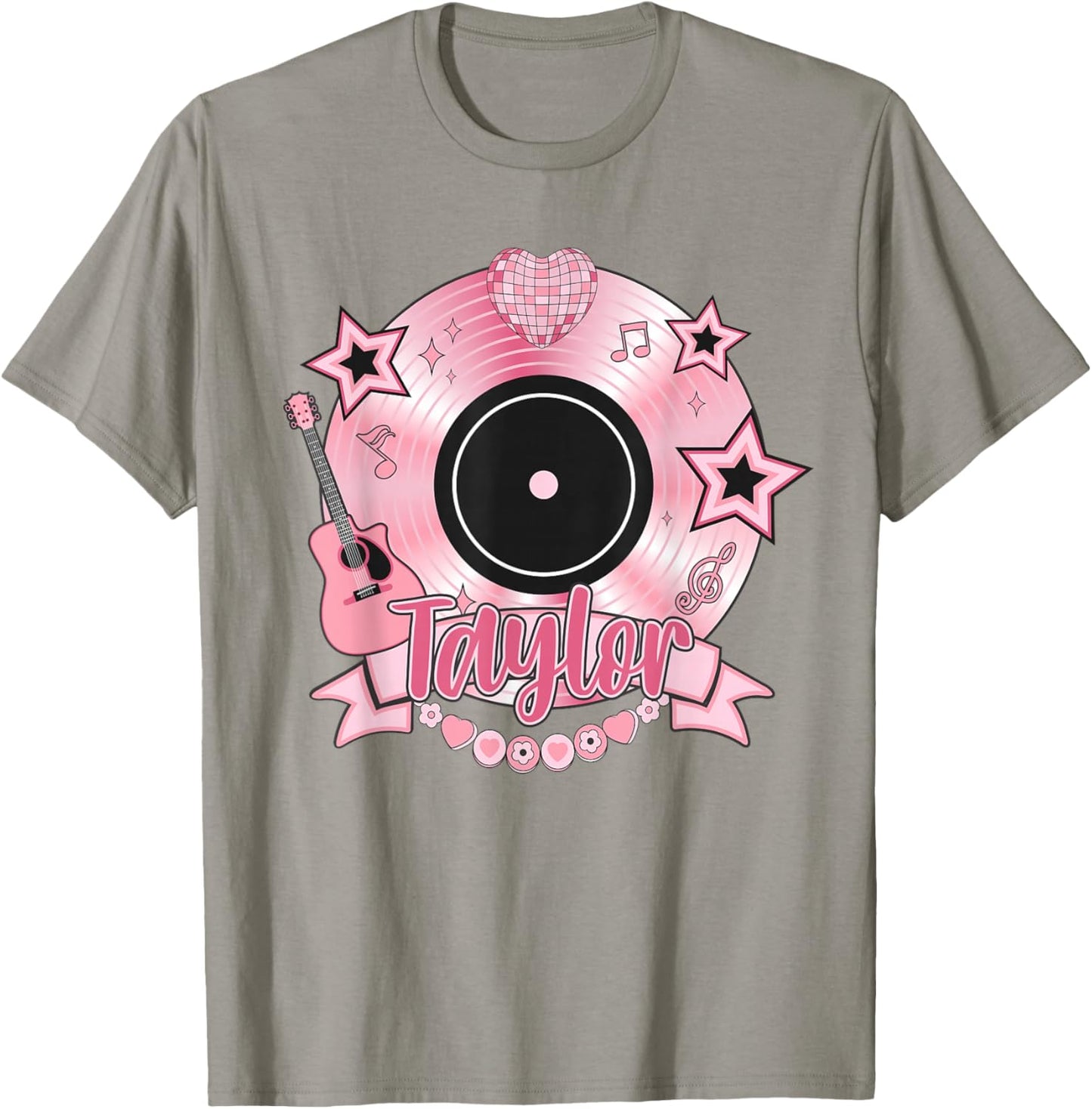 Girls Retro Taylor First Name Personalised Groovy 80s T-Shirt - T-Shirt | Sand