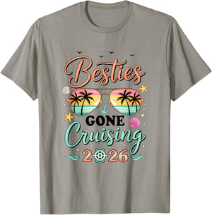 Besties Gone Cruising 2026 Matching Friends BFF Girls Cruise T-Shirt - T-Shirt | Sand