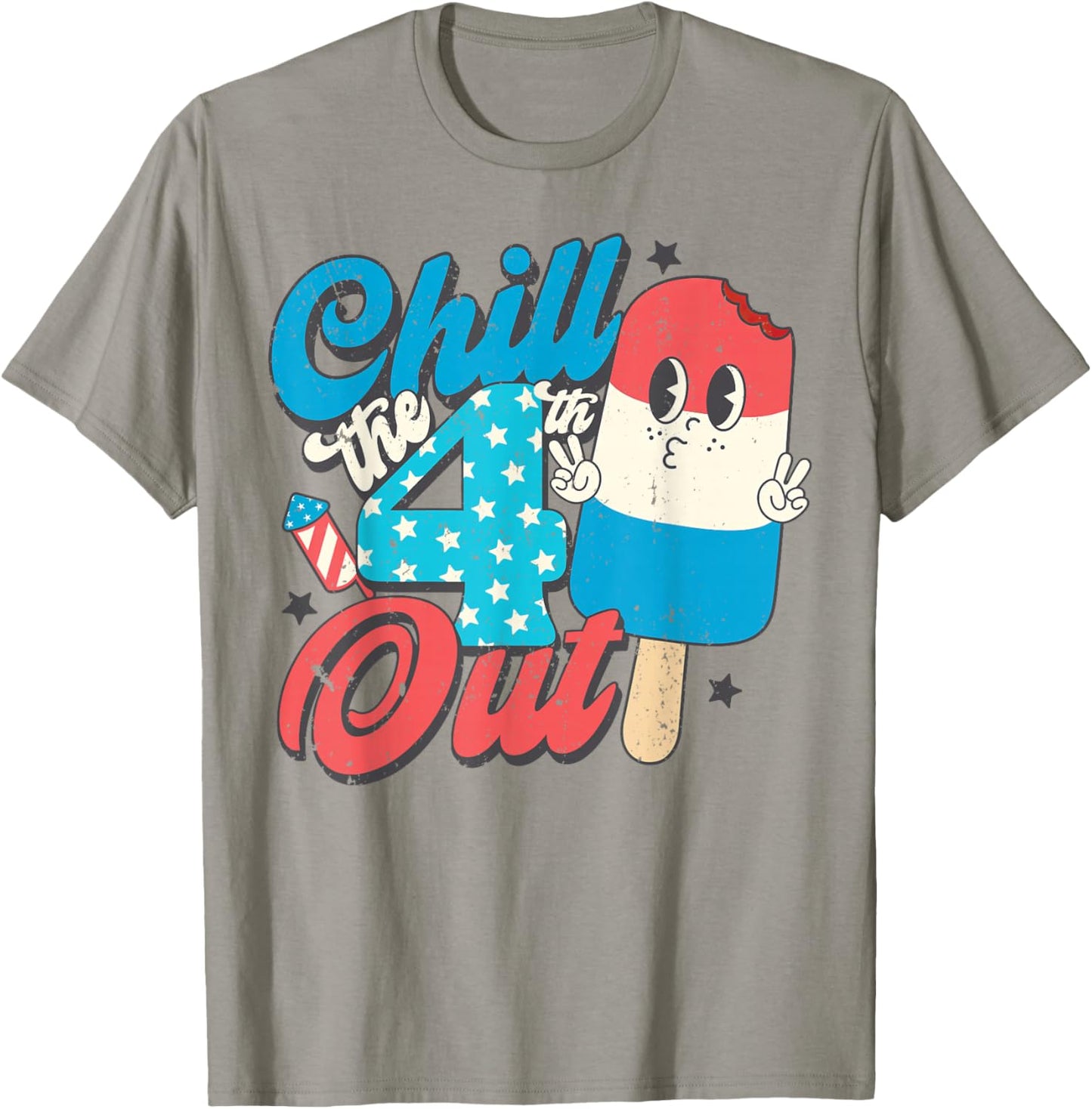 Chill The Fourth Out Popsicle 4th of July Shirts Boys Men T-Shirt - T-Shirt | Sand