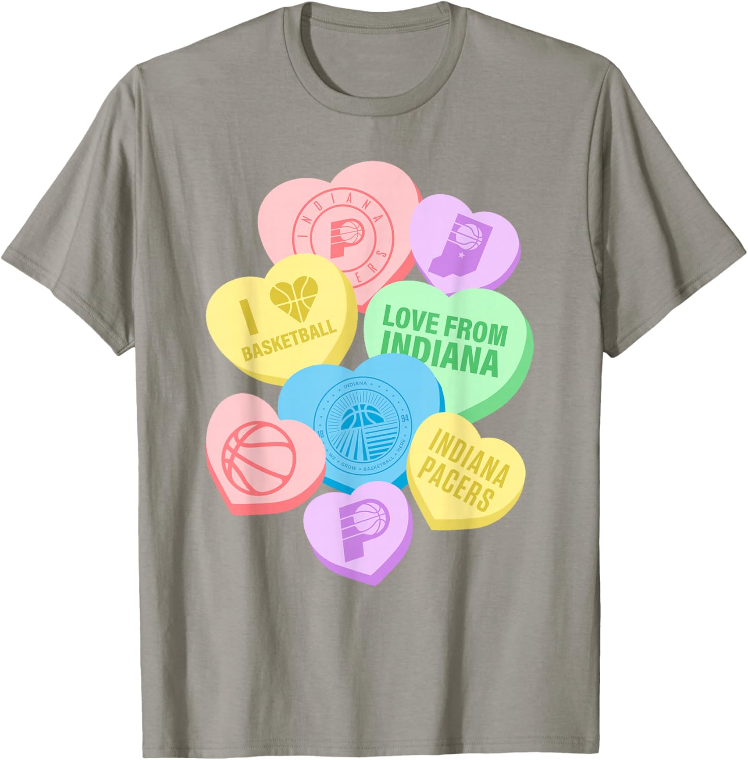 NBA Indiana Pacers Valentine's Day Candy Hearts T-Shirt - T-Shirt | Sand