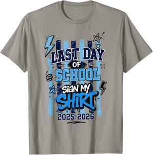 Last Day of School Sign My Shirt Boy Student Kid 2 Sided T-Shirt - T-Shirt | Sand