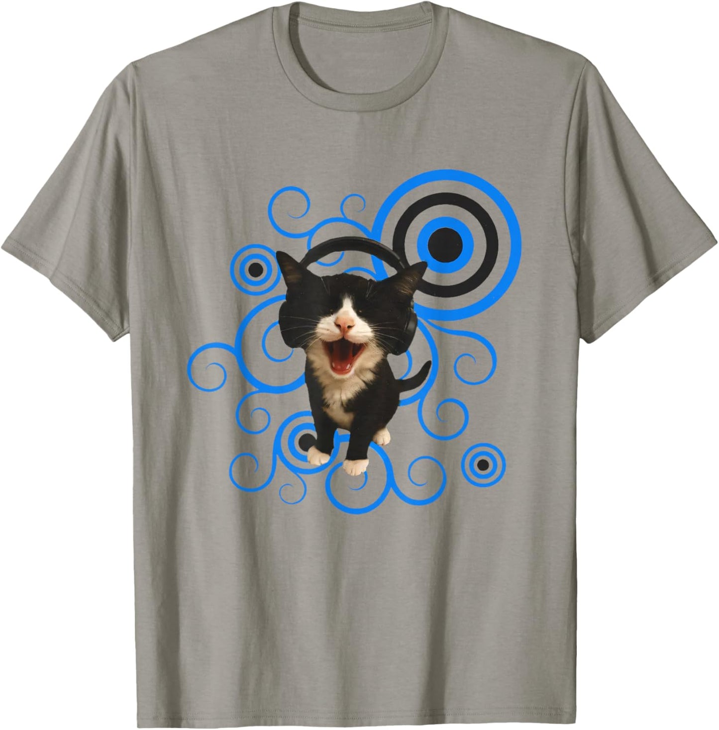Frutiger Aero Cat Meme Funny Headphone Kitty Cat Lover T-Shirt - T-Shirt | Sand