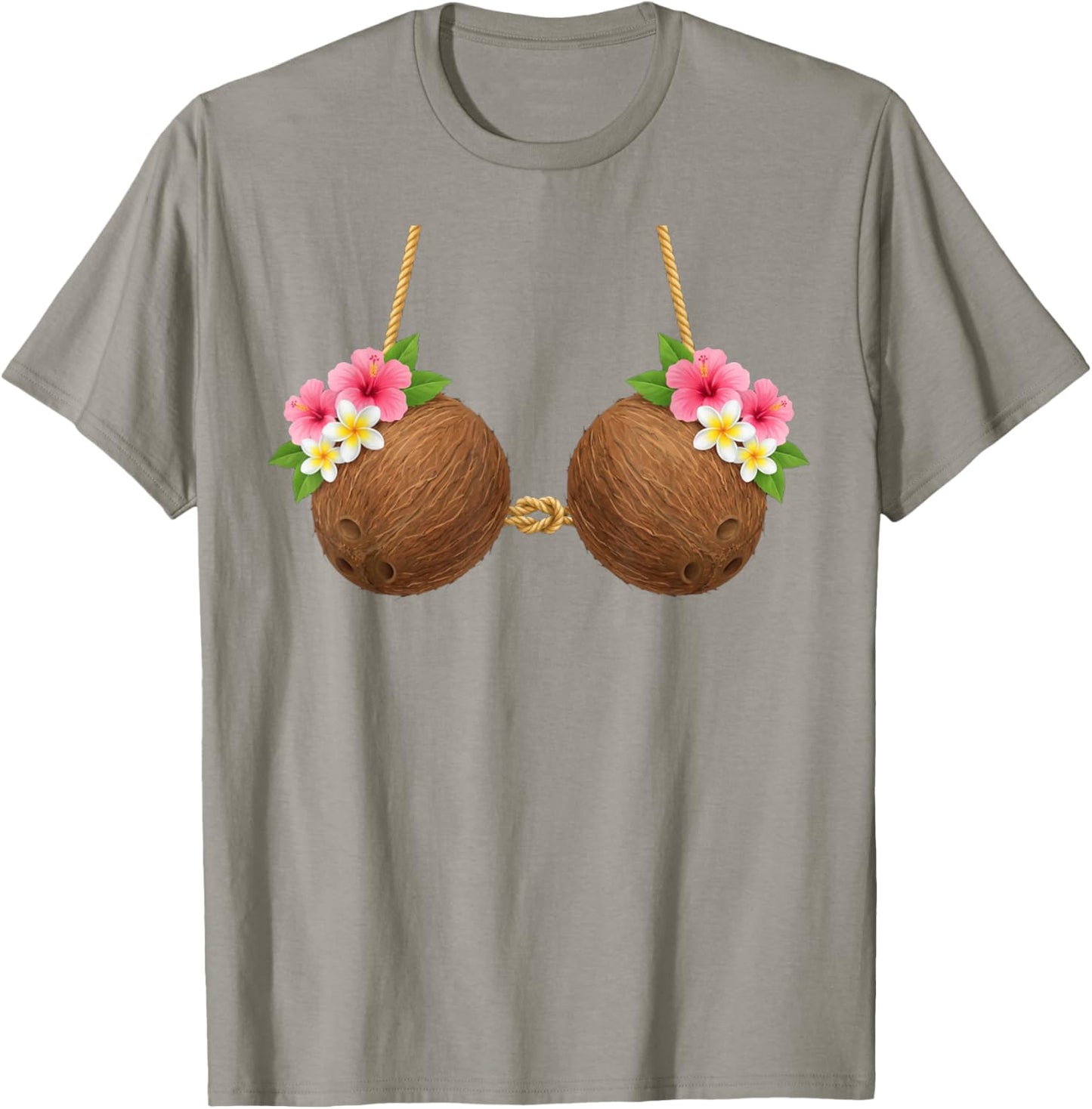 Tiki Luau Hula Hawaii Kokosnuss BH mit Kokosnuss Brüste T-Shirt - T-Shirt | Sand