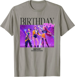 Kpop Demon Hunters Birthday Crew Officially Licensed T-Shirt - T-Shirt | Sand