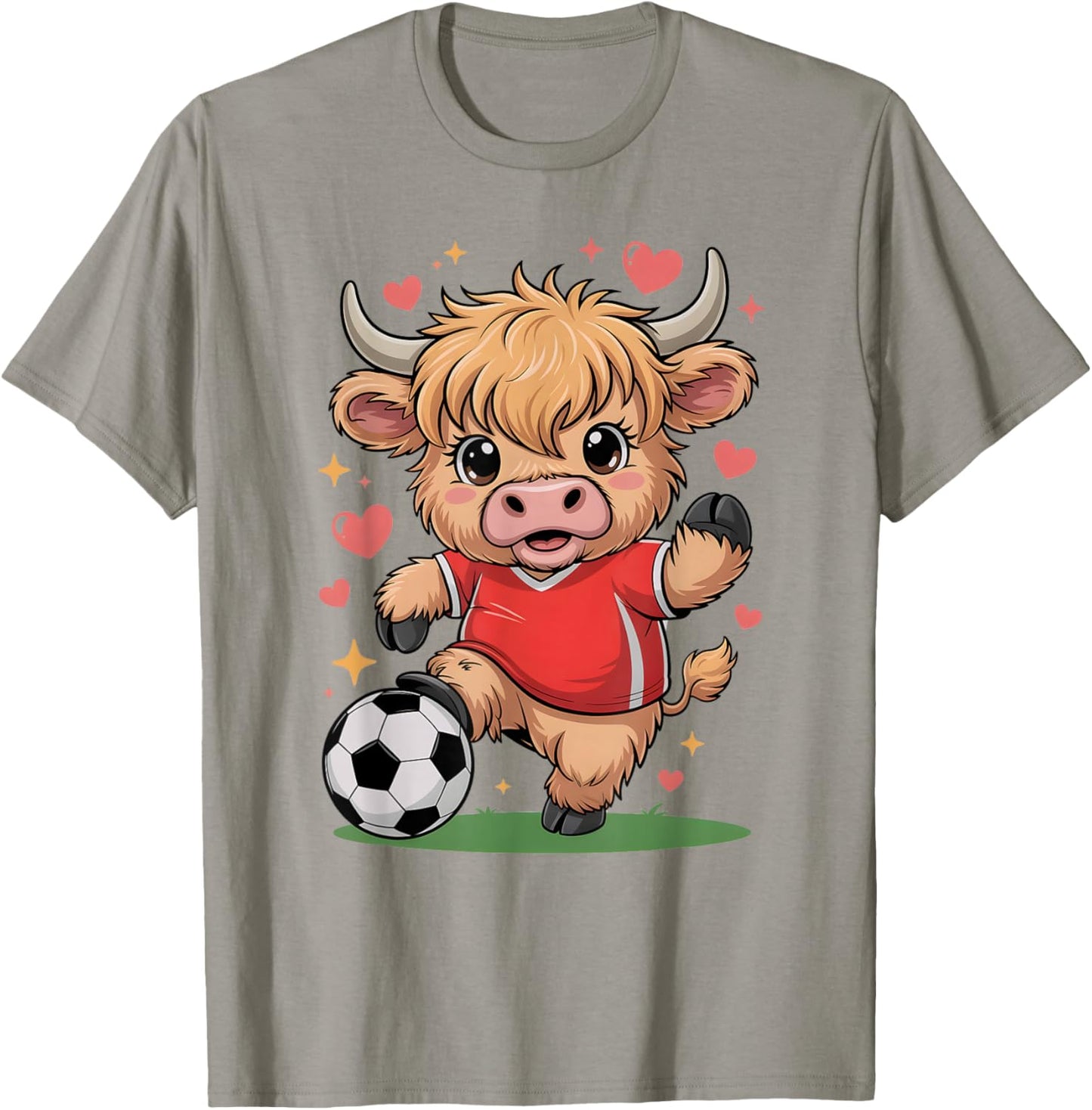 Kawaii Soccer Cow Just Girl Who Loves Highland Heifer Farm T-Shirt - T-Shirt | Sand