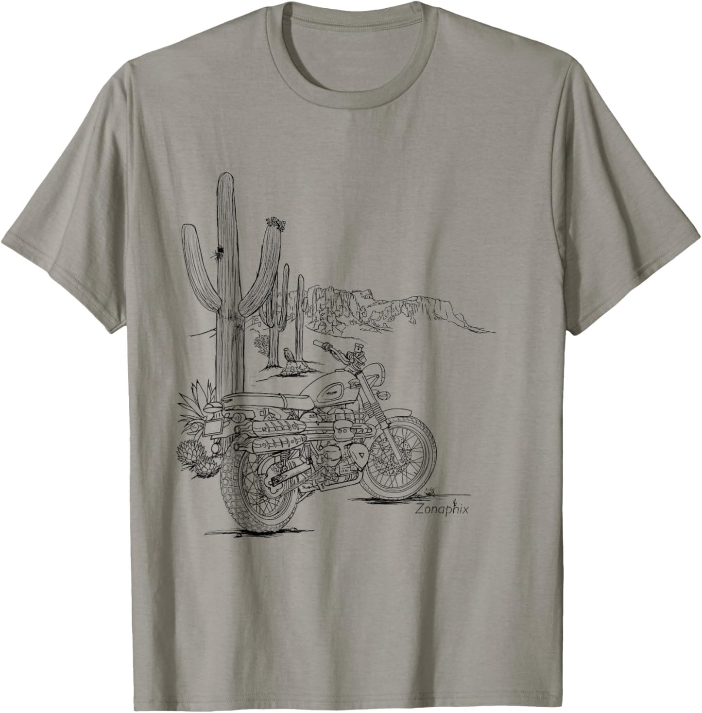 Zonaphix Desert Bike Shirt - Triumph Scrambler - Black Art T-Shirt - T-Shirt | Sand