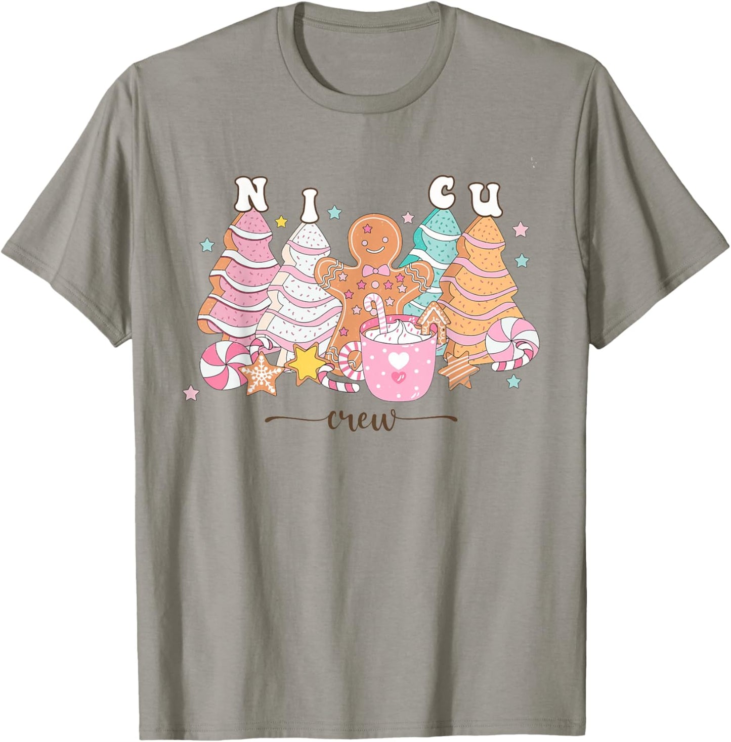 NICU Nurse Xmas Gingerbread Neonatal Intensive Care Unit T-Shirt - T-Shirt | Sand