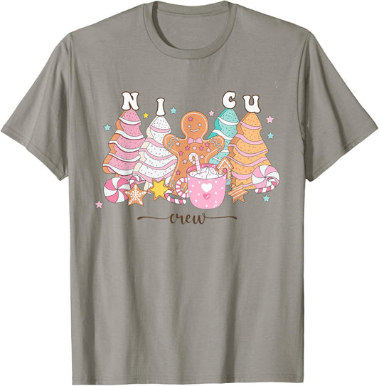 NICU Nurse Xmas Gingerbread Neonatal Intensive Care Unit T-Shirt - T-Shirt | Sand