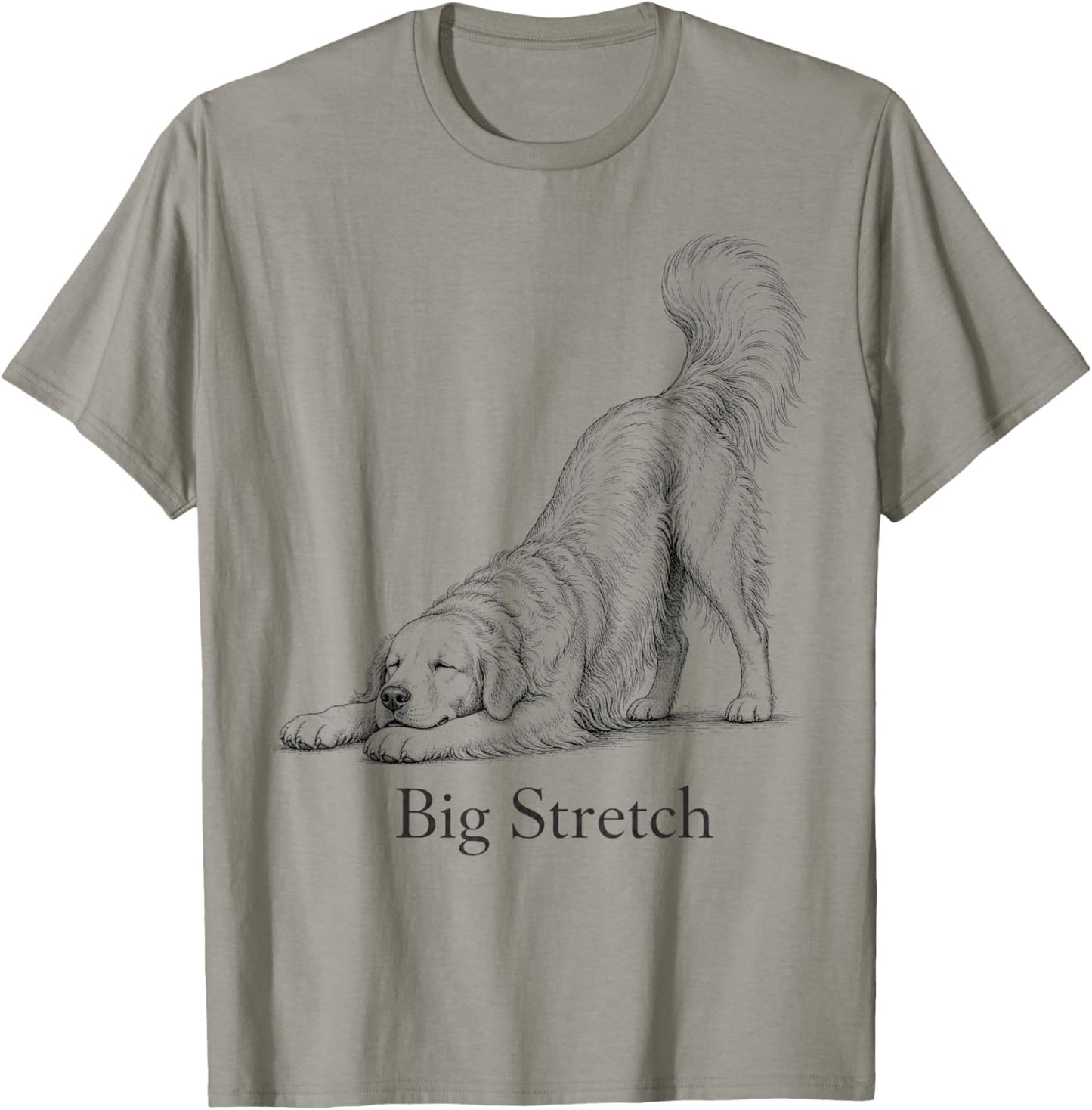 Big Stretch Funny Golden Retriever Stretching Dog Lover T-Shirt - T-Shirt | Sand
