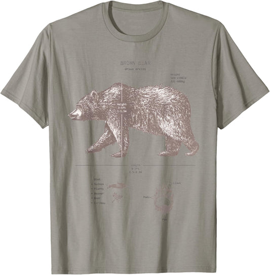 Brown Bear Anatomy T-Shirt - T-Shirt | Sand