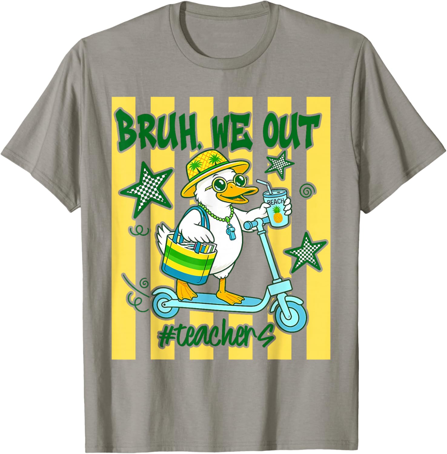 Bruh We Out Teachers Last Day of School Goose Teacher T-Shirt - T-Shirt | Sand