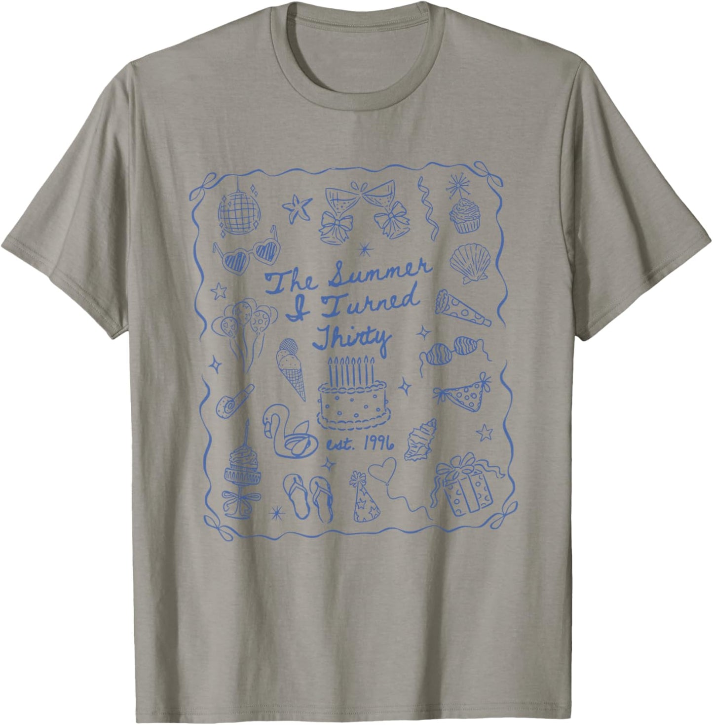 Summer I Turned Thirty Coquette Bow Coastal 30th Birthday T-Shirt - T-Shirt | Sand
