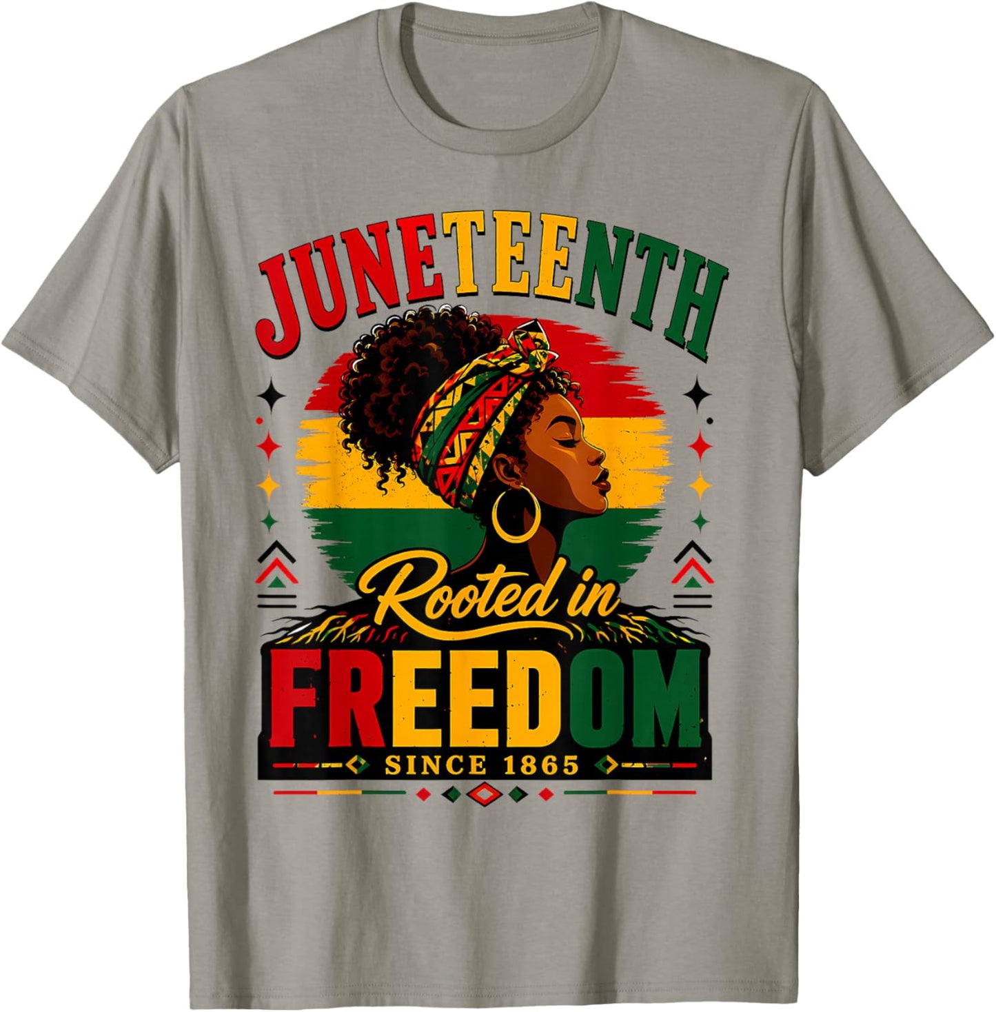 Juneteenth Rooted in Freedom Since 1865 Black Women Afro T-Shirt - T-Shirt | Sand