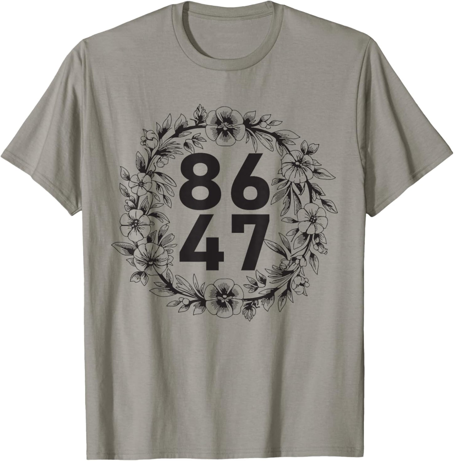 Flower 86 47 Anti-Trump Vintage Floral 8647 T-Shirt - T-Shirt | Sand