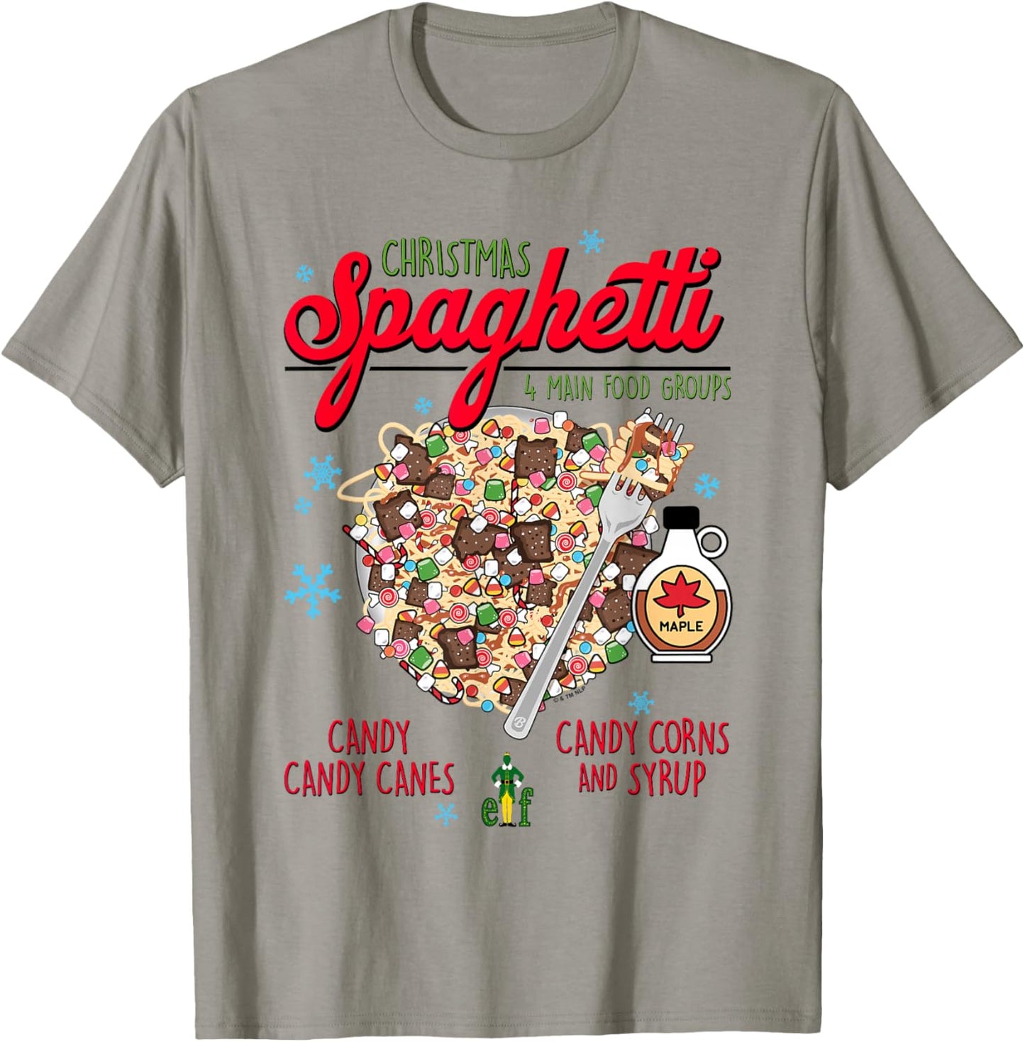 Elf Christmas Spaghetti T-Shirt - T-Shirt | Sand