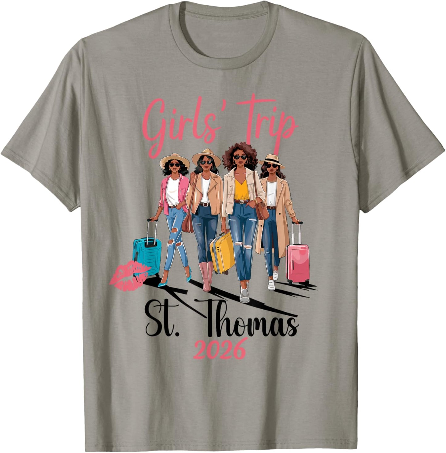 Black Girls Trip St Thomas 2026 Vacation Birthday Melanin T-Shirt - T-Shirt | Sand