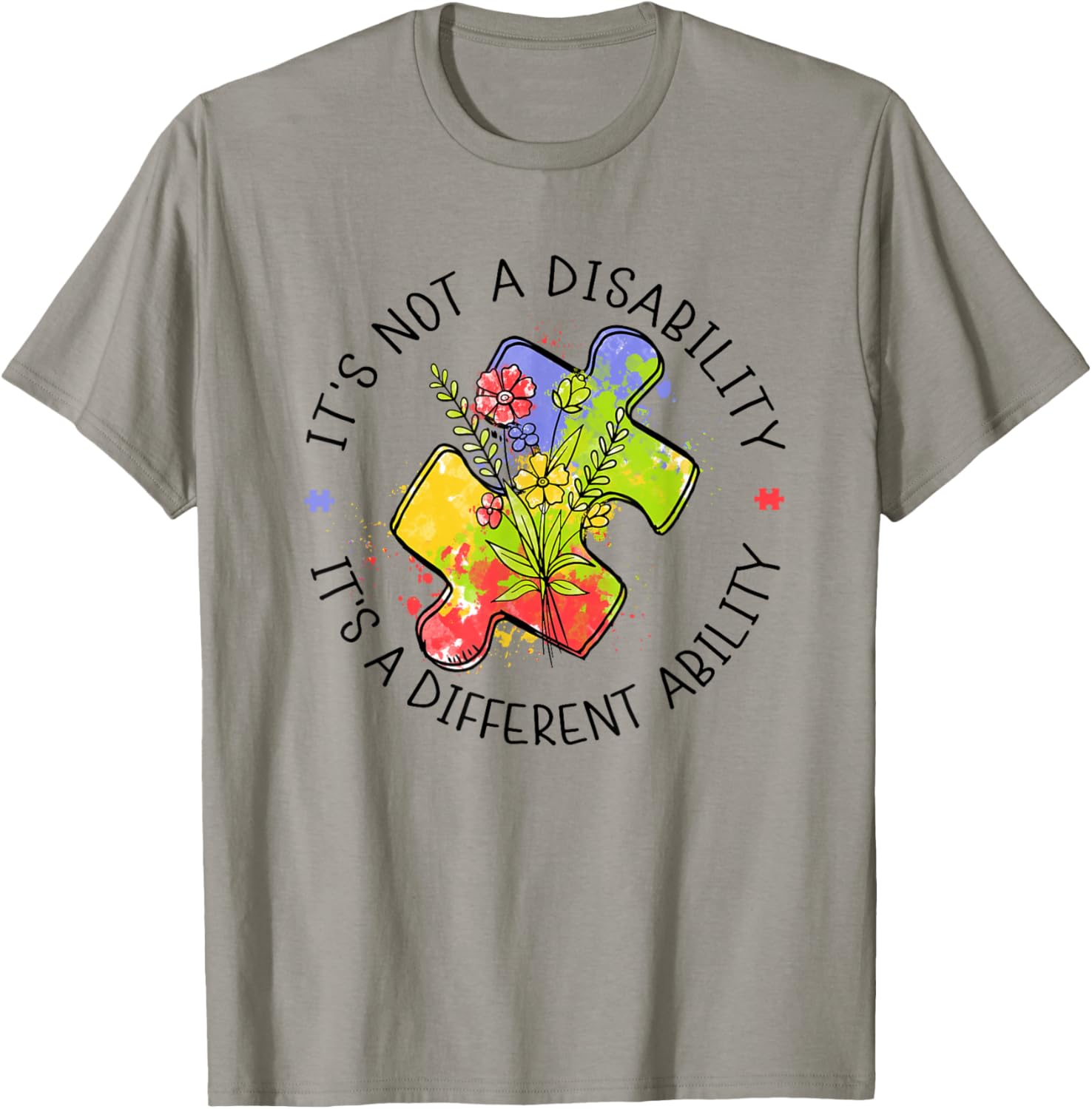 It's Not A Disability It's A Different Ability Autism Puzzle T-Shirt - T-Shirt | Sand