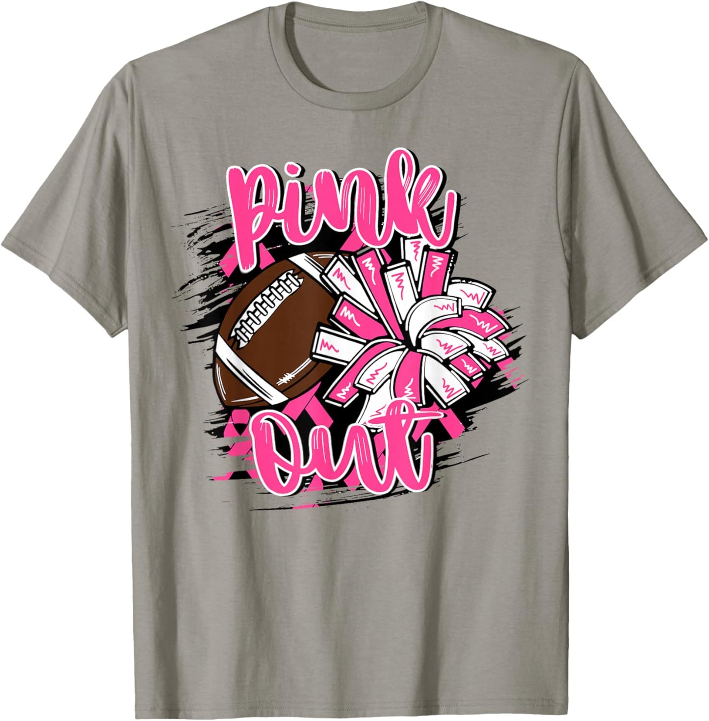 Pink Out Football Breast Cancer Awareness Cheer Mom Mama T-Shirt - T-Shirt | Sand