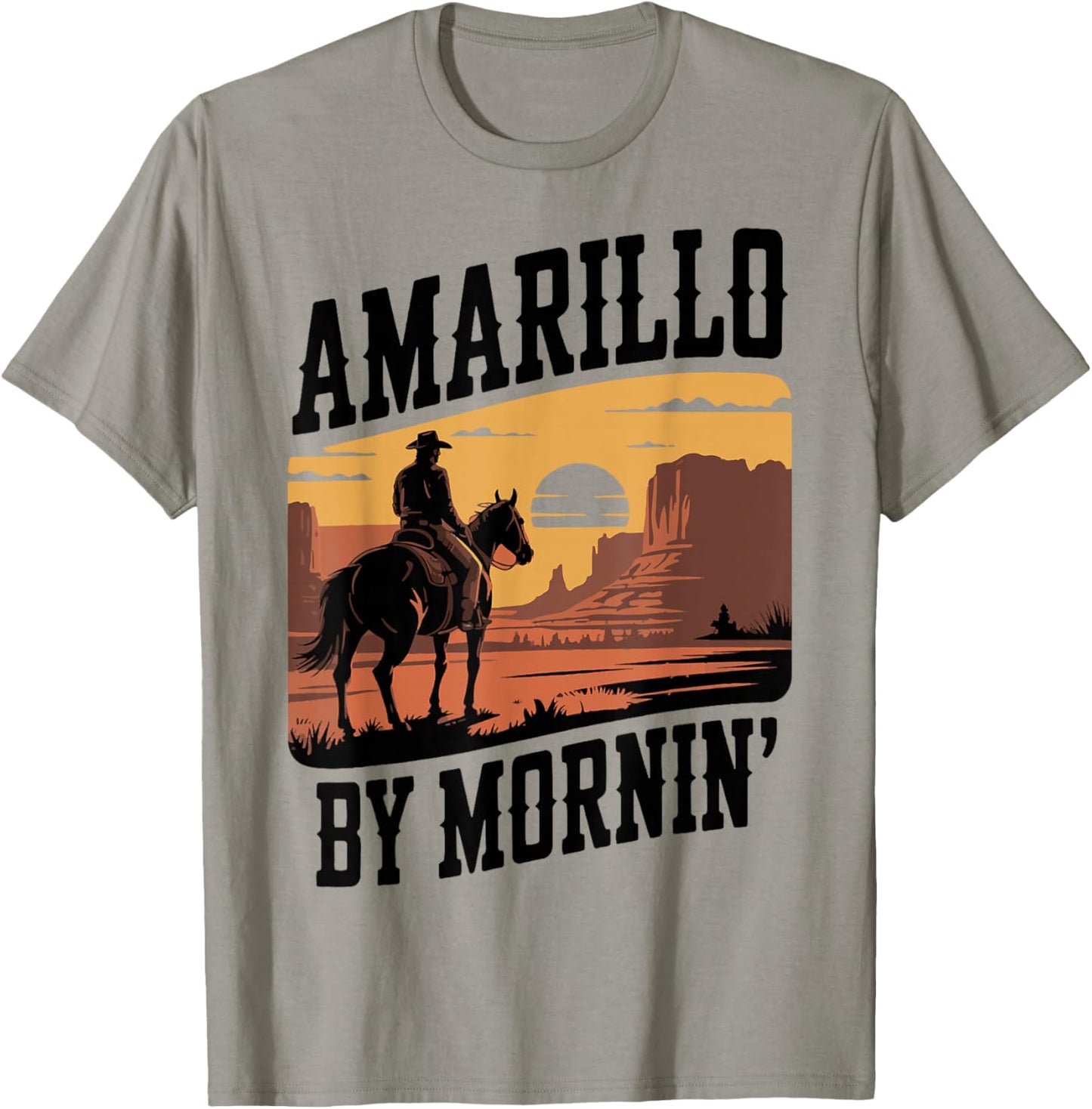 Amarillo by Mornin Folk Style Western Country Music T-Shirt - T-Shirt | Sand