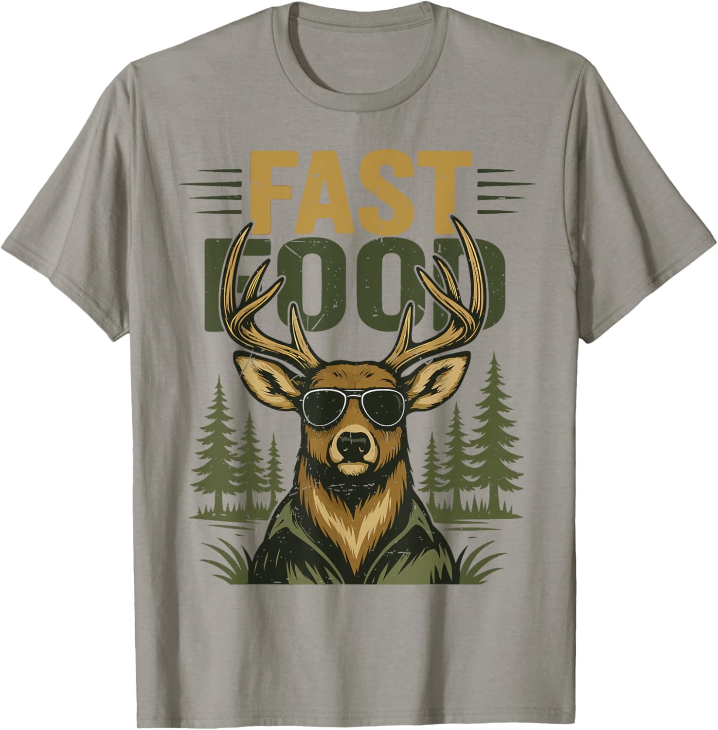 Youth Men Fast Food Camo Deer Hunting Boy Teen Hunter Jokes T-Shirt - T-Shirt | Sand