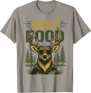 Youth Men Fast Food Camo Deer Hunting Boy Teen Hunter Jokes T-Shirt - T-Shirt | Sand