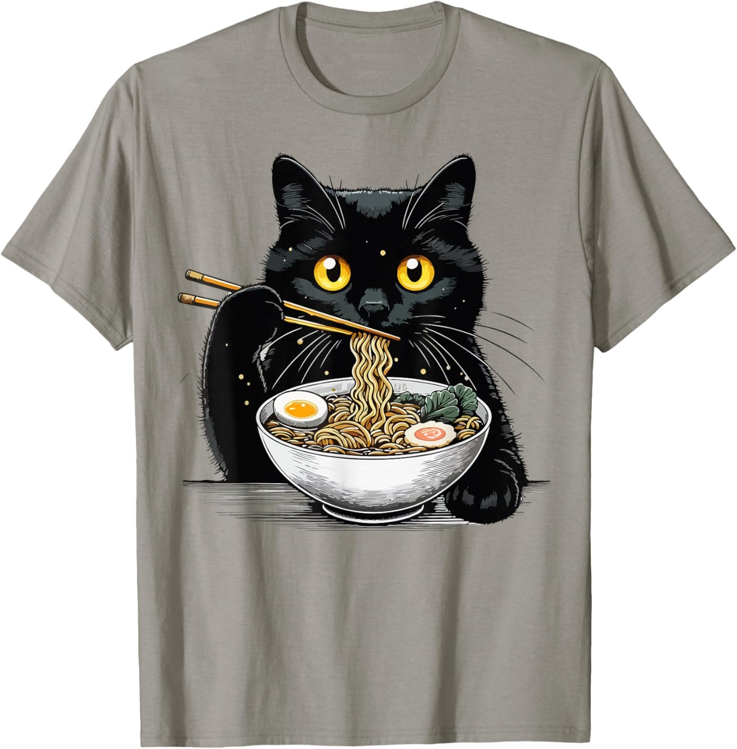 Funny Cat eating Ramen T-Shirt - T-Shirt | Sand
