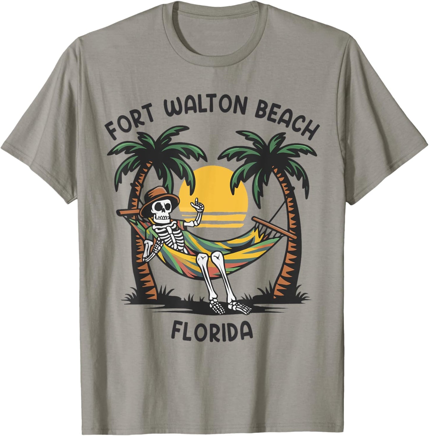 Vintage Fort Walton Beach Florida Palms FL Sunset Funny Men Women T-Shirt - T-Shirt | Sand