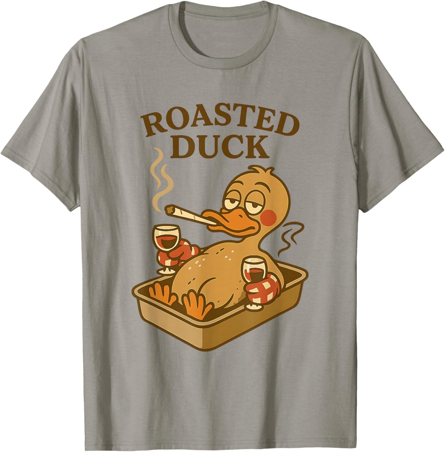 Roasted Duck Funny 420 Stoner Weed Smoking Food Pun Meme T-Shirt - T-Shirt | Sand