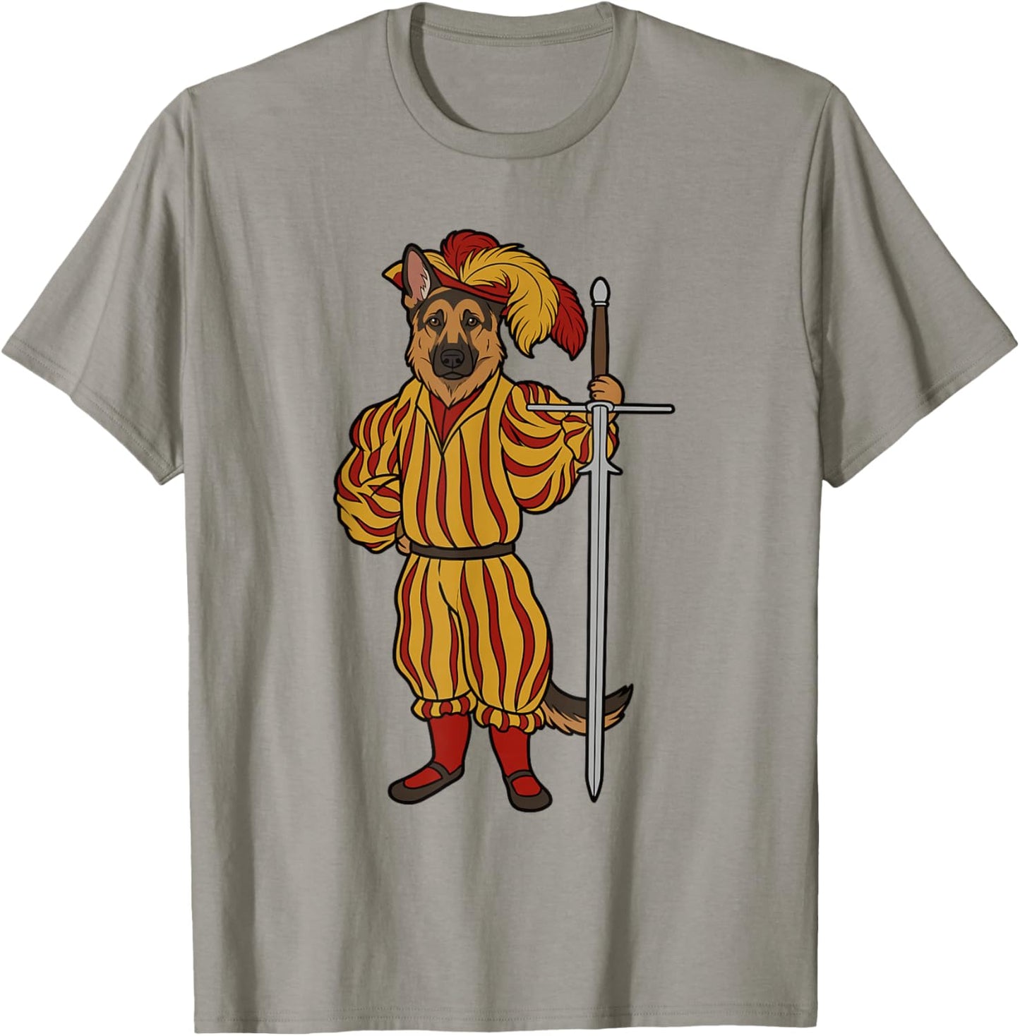 Landsknecht German Shepherd Dog Historical Fencing Guard T-Shirt - T-Shirt | Sand