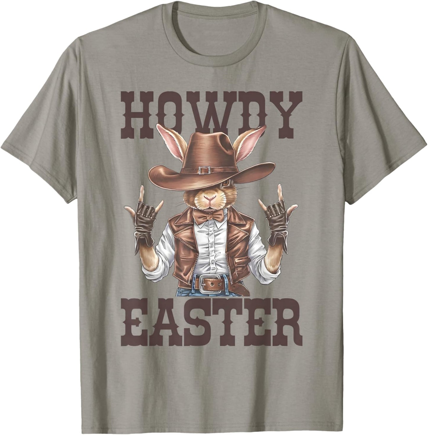 Howdy Easter Funny Cowboy Bunny Happy Easter Western Boy Kid T-Shirt - T-Shirt | Sand