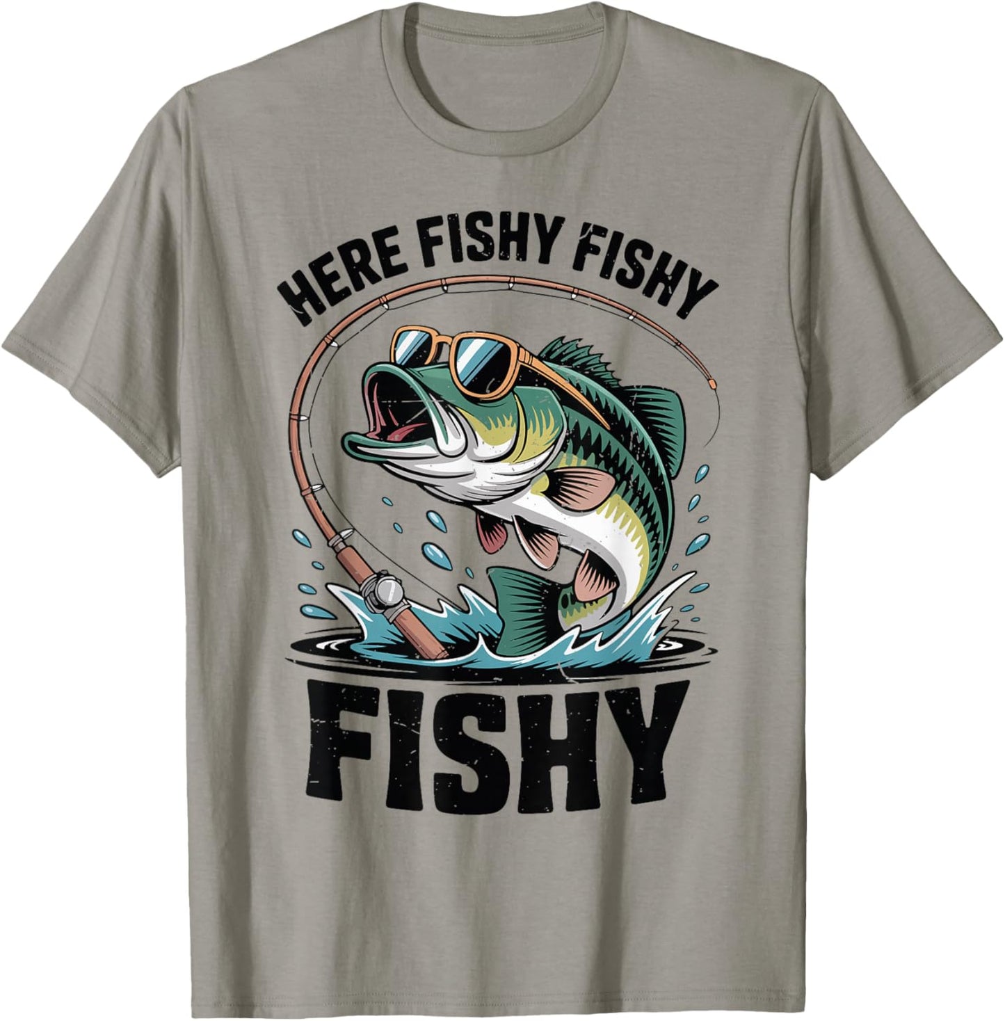 Youth Boy Here-Fishy Fishing-Shirt Toddler Small Mouth Bass T-Shirt - T-Shirt | Sand