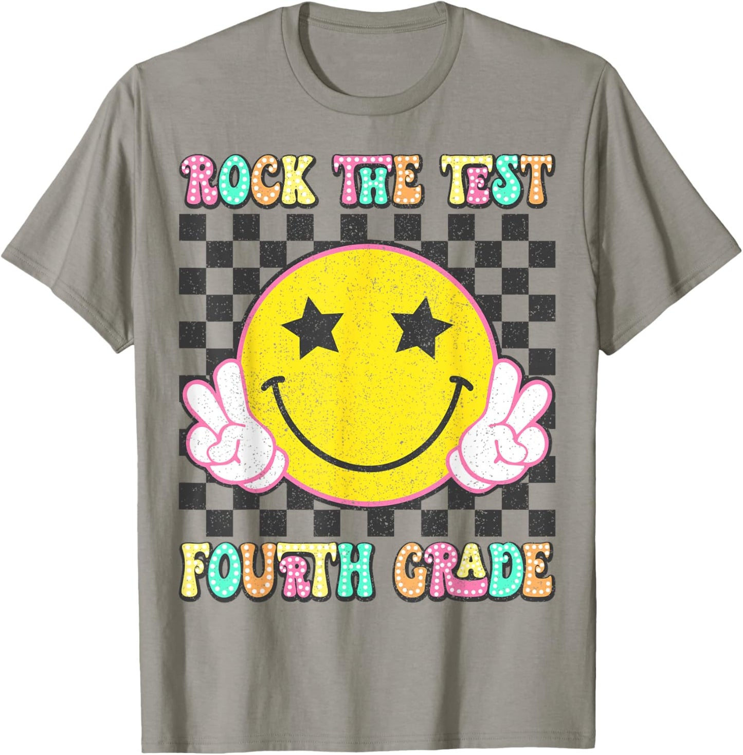 Rock The Test Day 4th Grade Teacher Fourth Grade Testing Day T-Shirt - T-Shirt | Sand