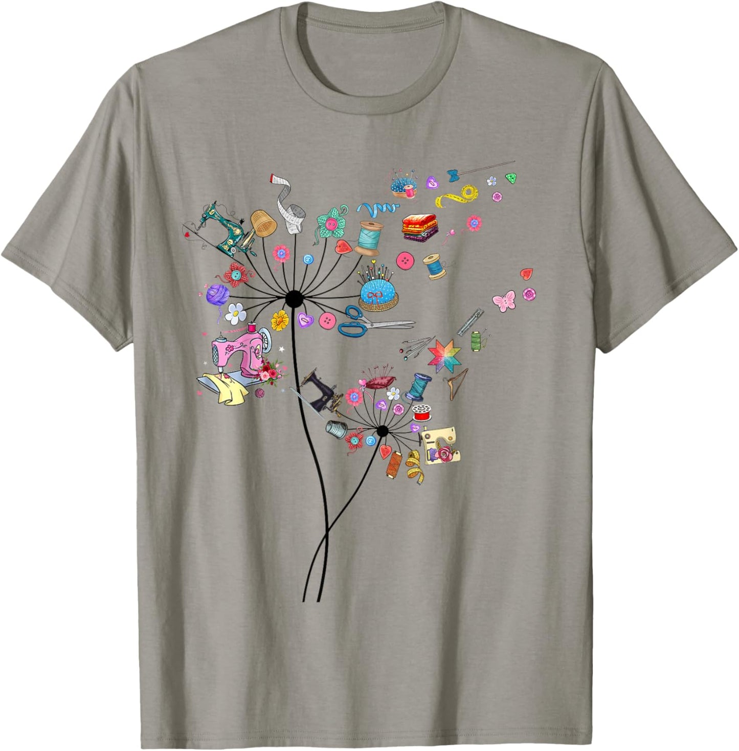 Cute Sewing Dandelion Flowers Quilting Quilter Sewer T-Shirt - T-Shirt | Sand