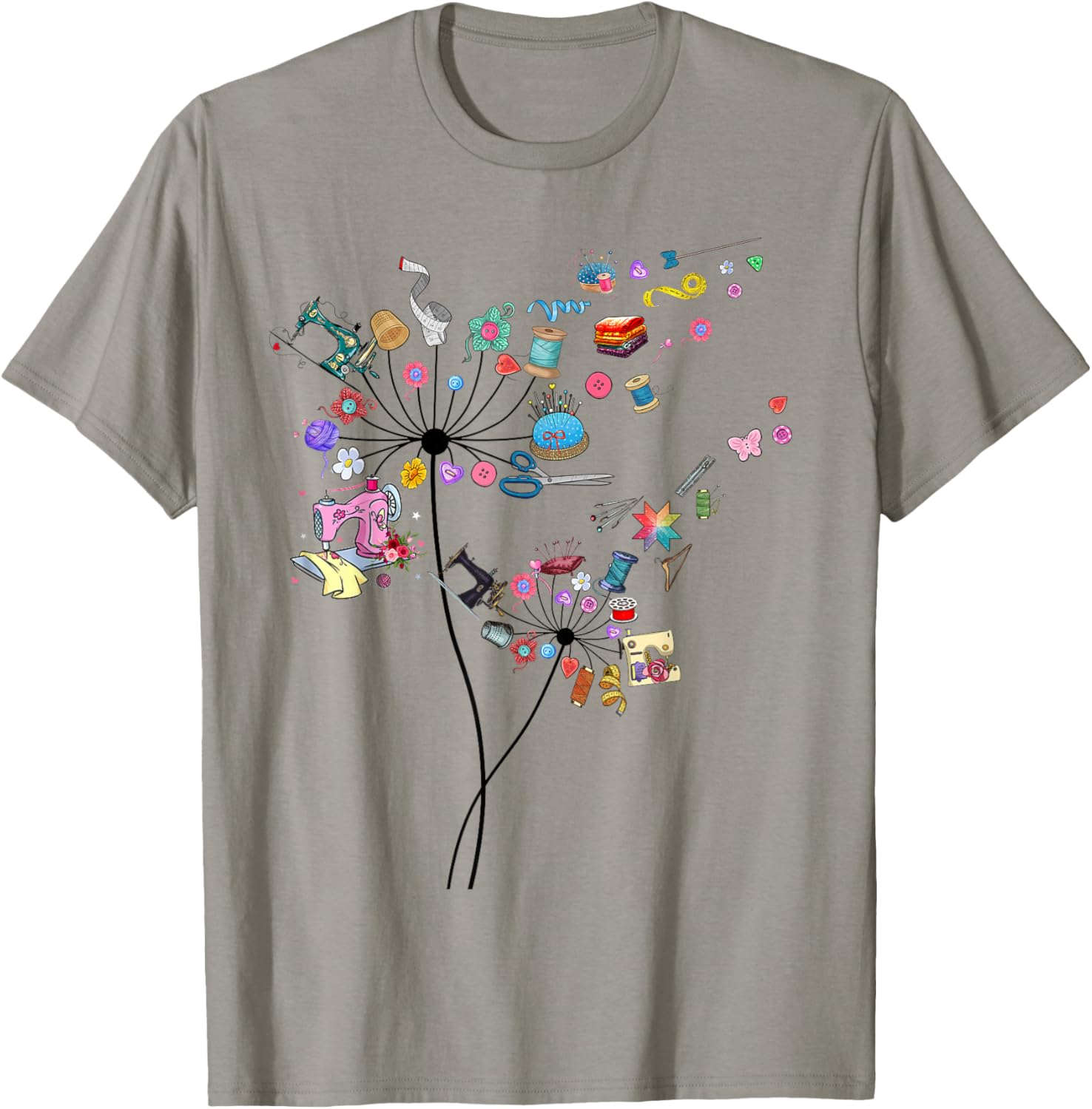 Cute Sewing Dandelion Flowers Quilting Quilter Sewer T-Shirt - T-Shirt | Sand