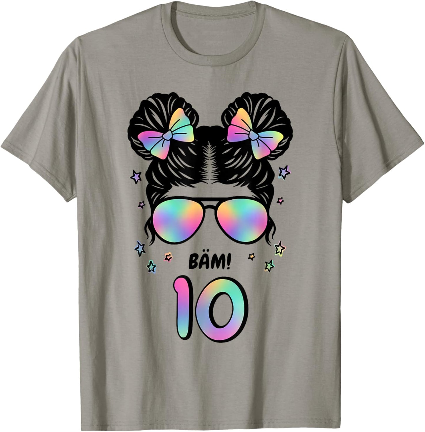 10th Birthday Girl Messy Bun Bäm! 10 T-Shirt - T-Shirt | Sand
