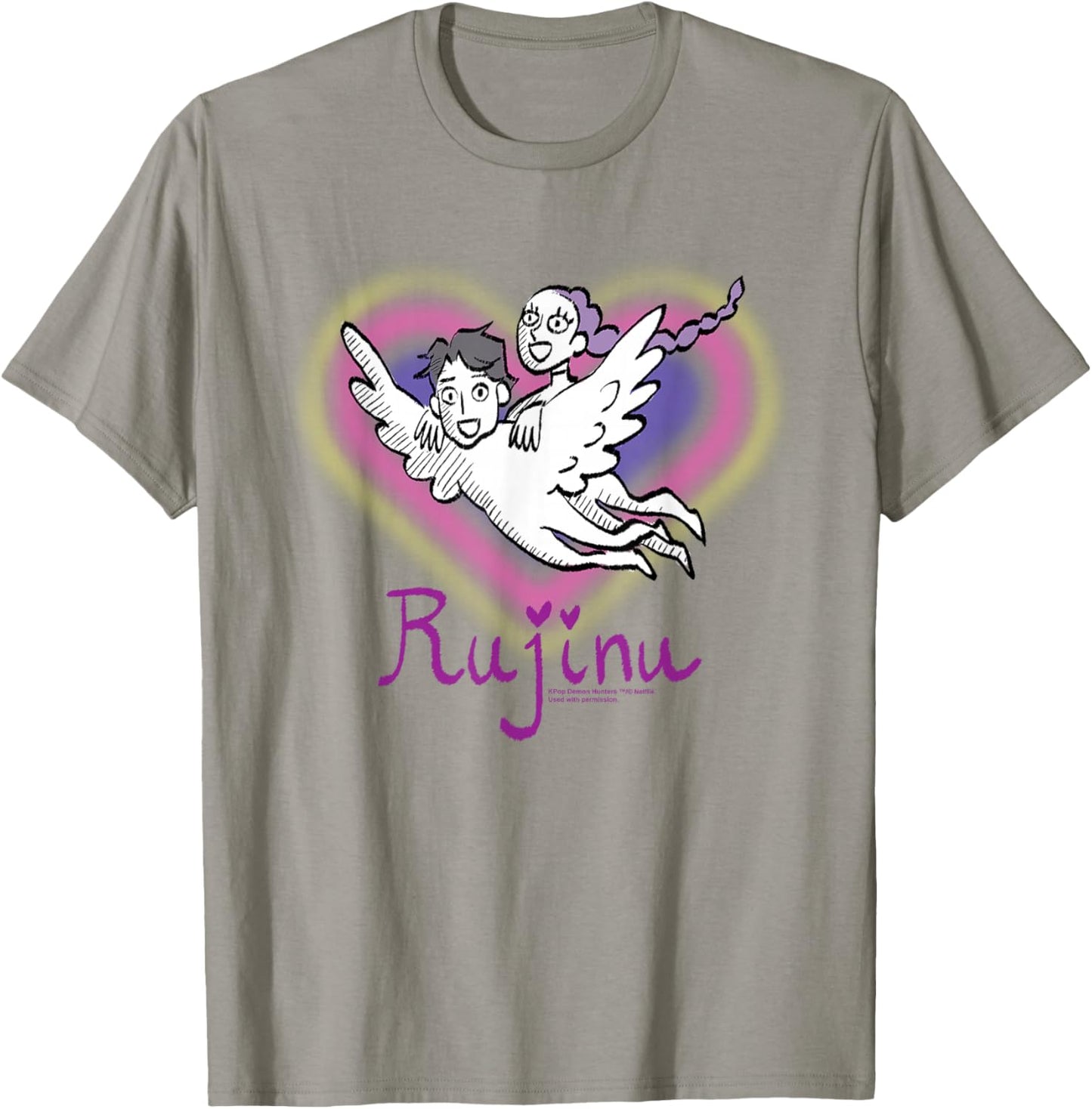 Kpop Demon Hunters Huntrix Saja Boys Rujinu Heart Fan Art T-Shirt - T-Shirt | Sand
