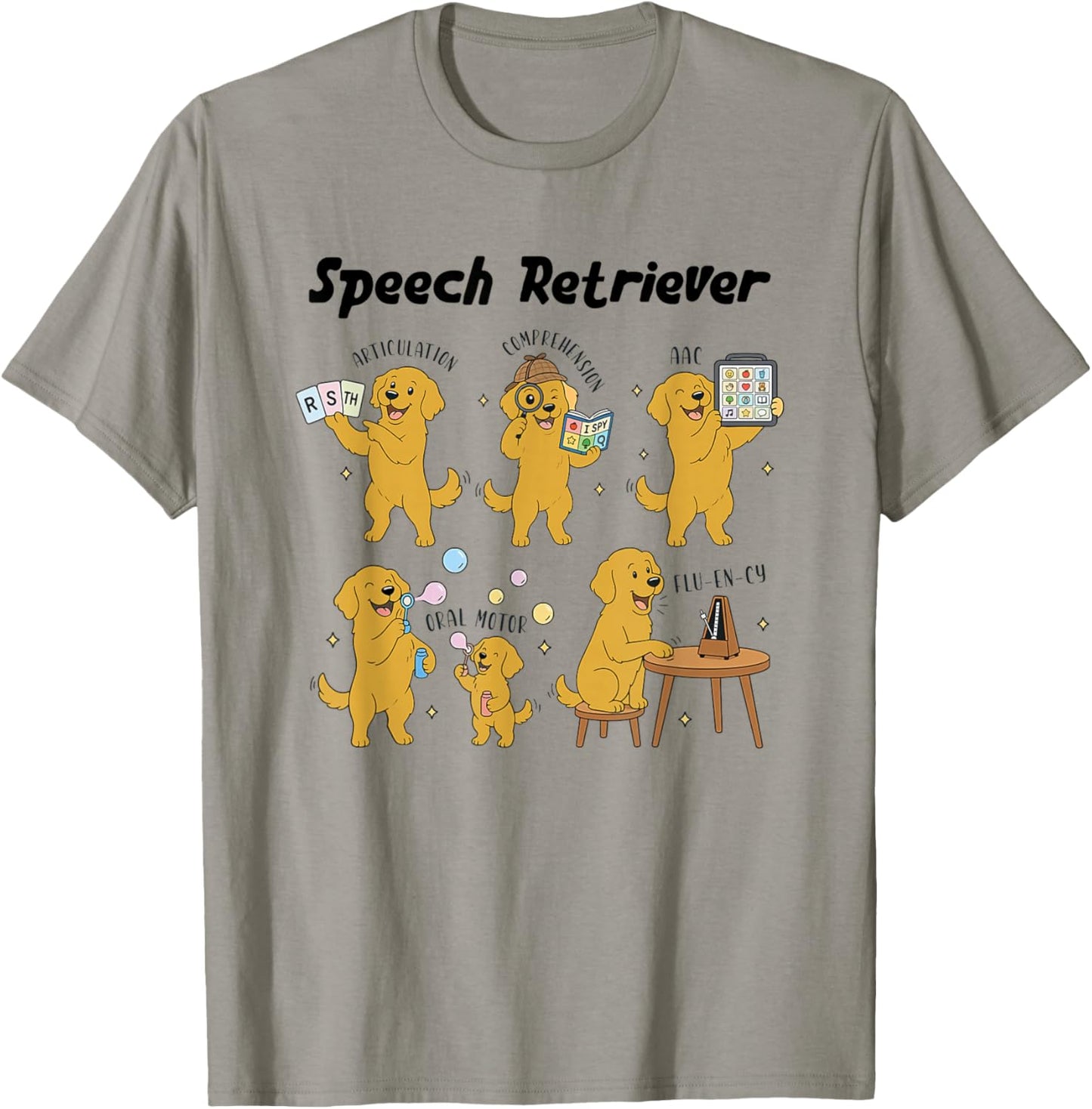 Women Funny Speech Therapy SLP 'Speech Retriever' Dog T-Shirt - T-Shirt | Sand