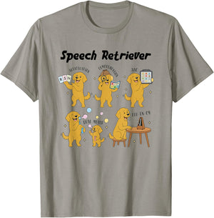 Women Funny Speech Therapy SLP 'Speech Retriever' Dog T-Shirt - T-Shirt | Sand