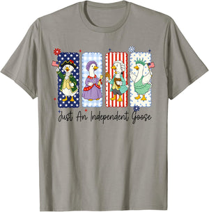 Funny Goose 4th of July Patriotic USA Independent Day Meme T-Shirt - T-Shirt | Sand