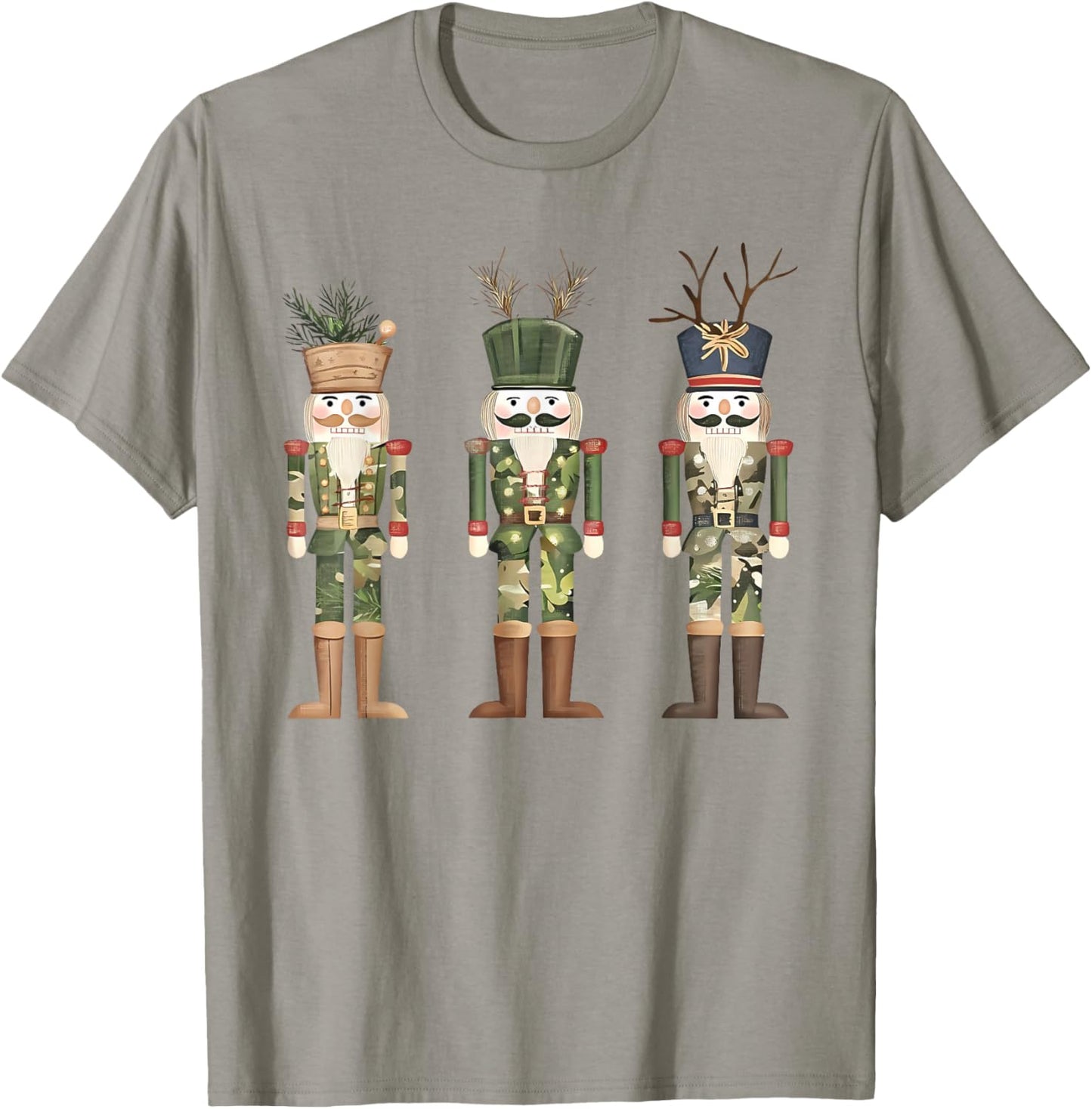Old Camo Camouflage Nutcrackers Hunting Season Christmas T-Shirt - T-Shirt | Sand