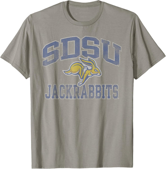 South Dakota State Jackrabbits Vintage Worn Gray T-Shirt - T-Shirt | Sand